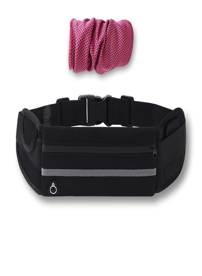 Fvbber Running Belt Fanny Pack, Waist Pack for Women Men - Waterproof Workout Cycling Travel Belt with Reflective Strip, Headphone Hole and Adjustable Waistband (27"-48"), Fits Phone Keys, Black - Image 1